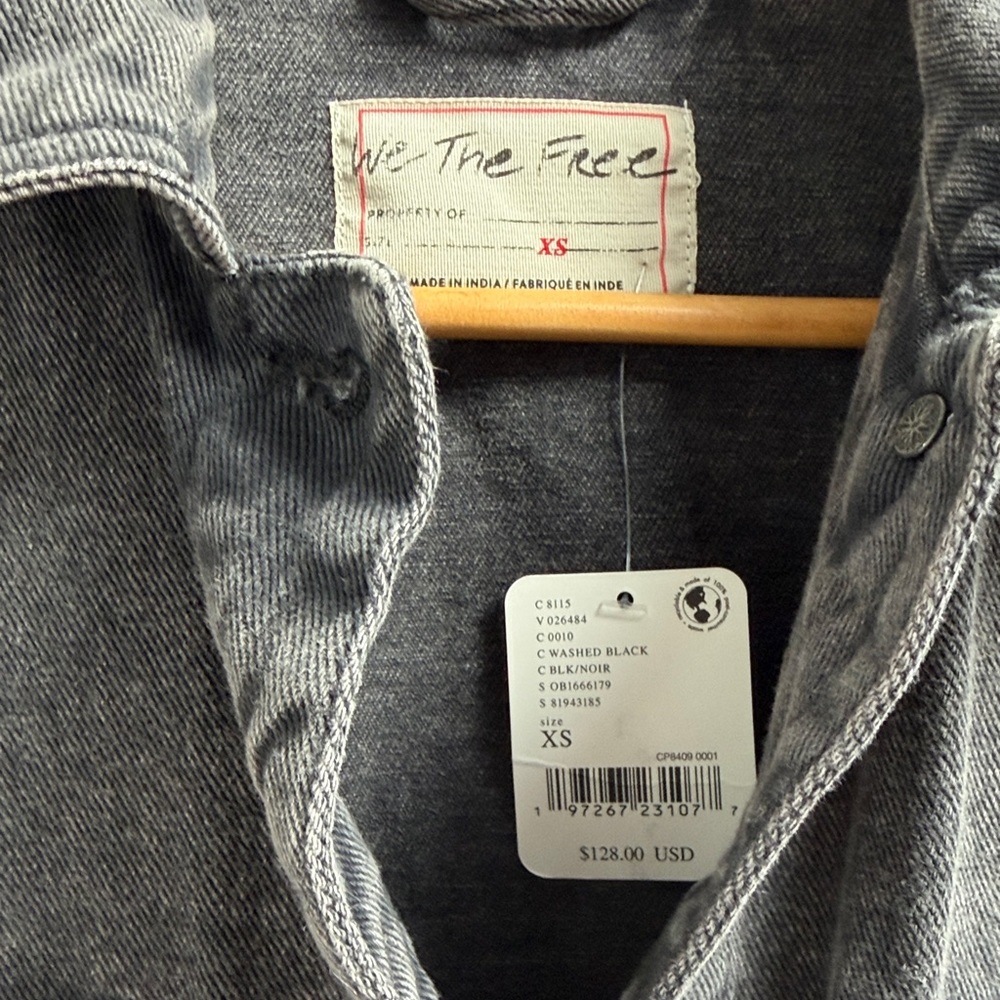 NWT Free People We The Free Madison City Denim Jacket, Washed Black - XS - Picture 7 of 9